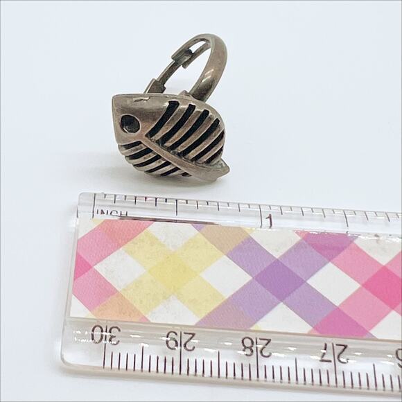 Vintage 60s 70s Fish Shaped Ring Silver Tone Adjustable - Picture 5 of 5